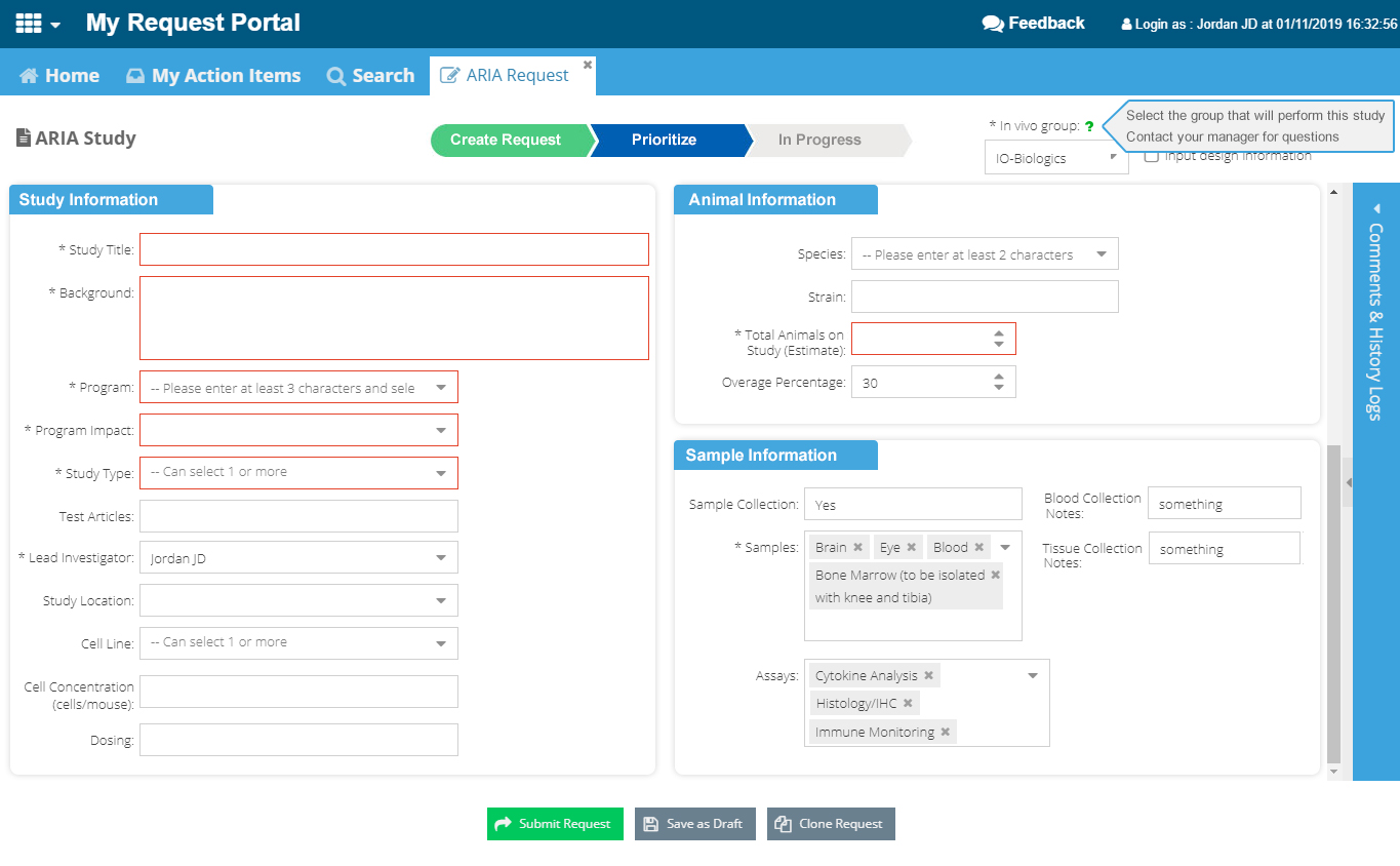 BMS Request Portal Site Design UI – Lucky Web Designs